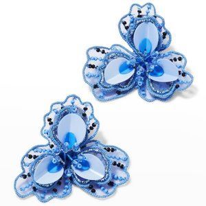 🌺 NEW Mignonne Gavigan Poppy Flower Stud Earrings in Periwinkle Blue 🌷